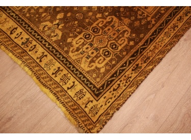 Vintage carpet modern used look overdyed Yellow 268x166 cm