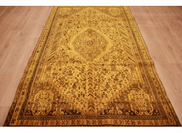 Vintage carpet modern used look overdyed Yellow 268x166 cm