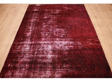 Vintage carpet modern used look overdyed Red 235x176 cm