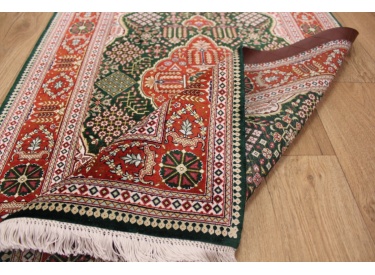 Persian carpet Ghom pure silk 124x77 cm Green