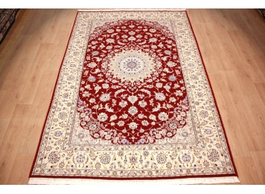 Persian carpet Nain 9La wool and silk 300x200 cm Red