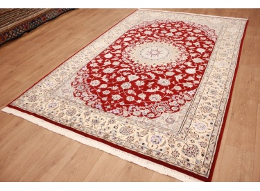 Persian carpet Nain 9La wool and silk 300x200 cm Red