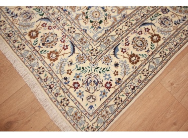 Persian carpet Nain 9la with Silk 303x195 cm Beige
