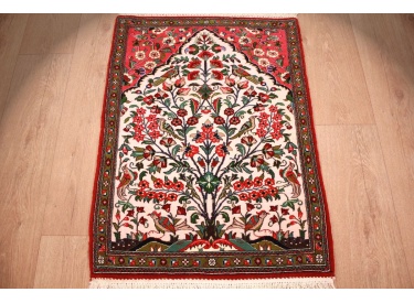 Fine Persian carpet Ghom Wool 89x65 cm Beige