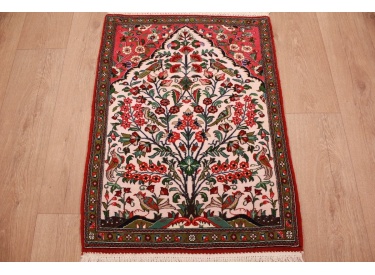 Fine Persian carpet Ghom Wool 89x65 cm Beige