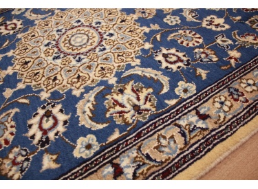 Perserteppich Nain Wolle und Seide 130x87  cm Blau