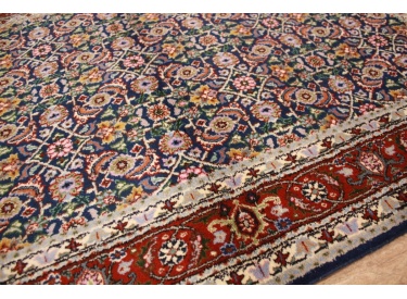 Perser Teppich Moud mit Seide 144x99 cm Blau