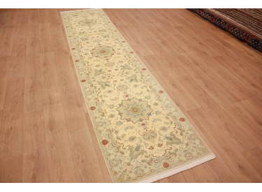 Persian carpet Tabriz virgin wool with silk 408x89 cm Runner
