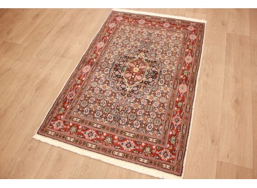 Perser Teppich Moud mit Seide 144x95 cm Beige