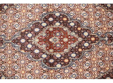 Perser Teppich Moud mit Seide 150x94 cm Beige