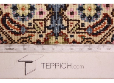 Perser Teppich Moud mit Seide 150x94 cm Beige