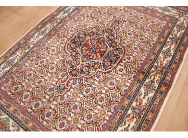 Perser Teppich Moud mit Seide 147x97 cm Beige