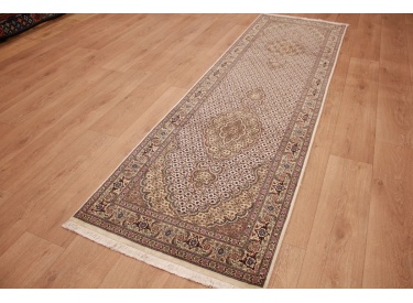 Persian carpet Tabriz Runner with Silk 269x77 cm Beige