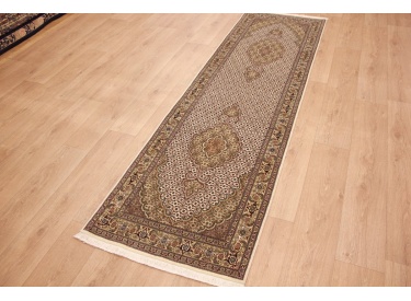 Persian carpet Tabriz Runner with Silk 269x77 cm Beige