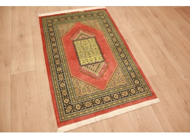 Persian carpet  Gom  pure silk rug 122x79 cm