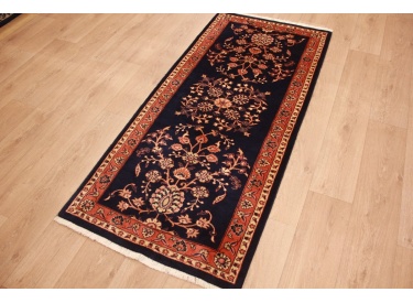 Persian carpet Sarough Runner Wool 194x87 cm Dark blue