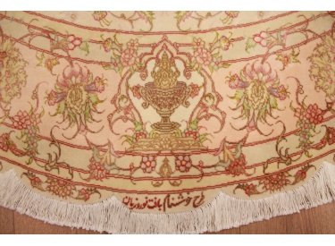 Persian carpet Tabriz ROUND with silk 202x202 cm Beige