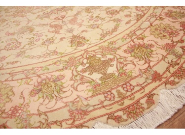 Persian carpet Tabriz ROUND with silk 202x202 cm Beige