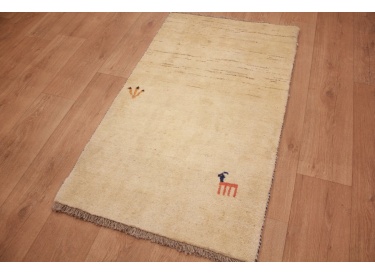 Nomadic Persian carpet Gabbeh wool 127x75 cm Beige