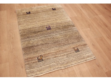 Persian carpet Gabbeh pure wool 143x100 cm Beige/Gray