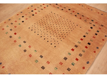 Nomadic Persian carpet Loribaft pure wool 141x110 cm Brown