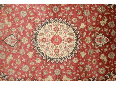 Perser Teppich  Ghom Seidenteppich 120x80 cm Rot