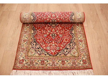 Oriental carpet Kashmir natural silk 237x80 cm Red