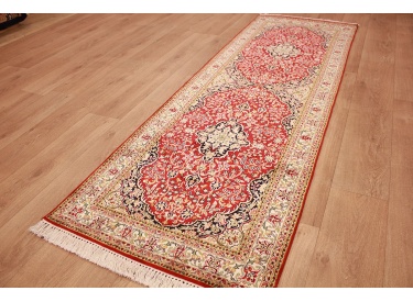 Oriental carpet Kashmir natural silk 237x80 cm Red