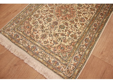 Oriental carpet Kashmir Silk 90x66 cm Beige