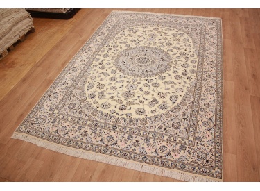 Persian carpet "Nain" 9la with Silk 353x249 cm Beige