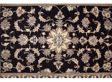 Persian carpet Nain with silk 148x86 cm dark blue
