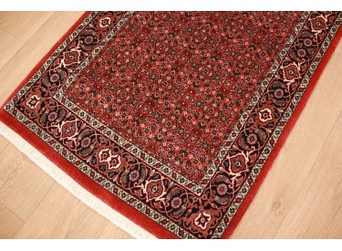 Persian carpet Bidjar virgin wool with silk 151x79 cm Red
