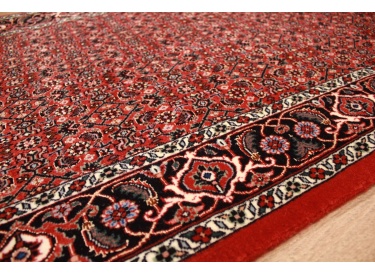 Persian carpet Bidjar virgin wool with silk 151x79 cm Red