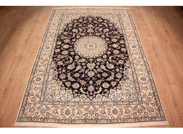 Persian carpet Nain 6la with Silk 305x202 cm Blue