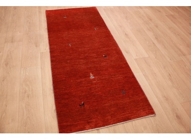 Persian carpet Gabbeh  wool carpet 192x79 cm Red