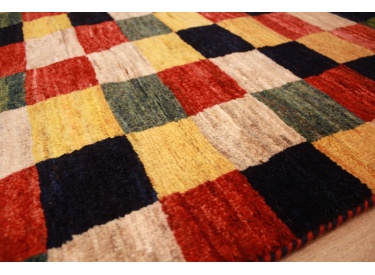 Persian carpet Gabbeh wool carpet 154x112 cm checkered