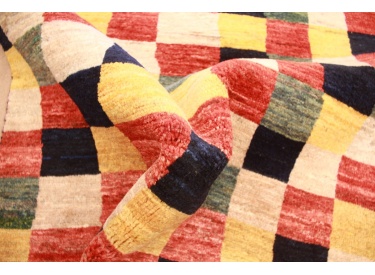 Persian carpet Gabbeh wool carpet 154x112 cm checkered