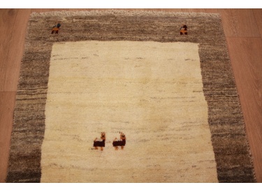 Perser Teppich Gabbeh reiner wollteppich 131x98 cm Beige