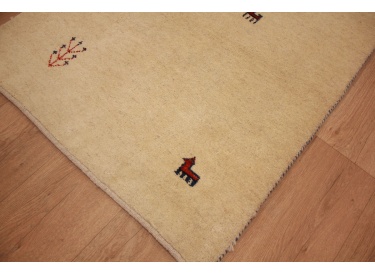 Nomadic Persian carpet Gabbeh wool 120x80 cm Beige
