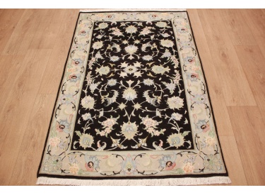 Persian carpet Tabriz wool and silk carpet 150x98 cm Black