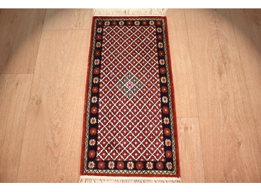 Hand-knotted chinese pure silk carpet 63x31 cm
