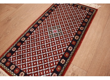 Hand-knotted chinese pure silk carpet 63x31 cm
