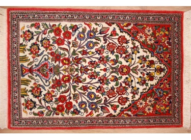 Fine Persian carpet Ghom Wool 91x60 cm Beige