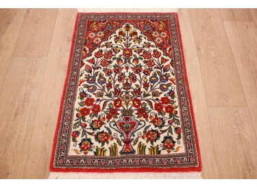 Fine Persian carpet Ghom Wool 91x60 cm Beige