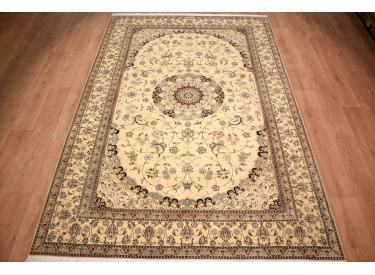 Persian carpet Nain 6la with silk 310x205 cm Beige