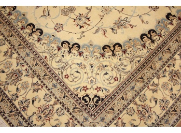 Perser Teppich Nain 6 La mit Seide 310x205 cm Beige