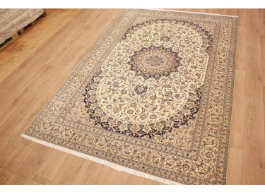 Persian carpet Nain 4La with silk 318x211 cm Beige