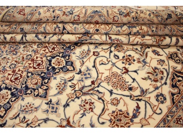 Persian carpet Nain 4La with silk 318x211 cm Beige