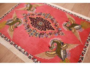 Fine Persian carpet Ghom Wool carpet 97x67 cm