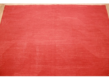 Vintage carpet modern used look overdyed Red 290x199 cm Kelim